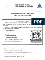 avaliação final 1º bi lingua portuguesa