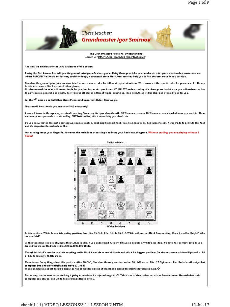 Lesson - 7 | PDF | Chess | Chess Openings