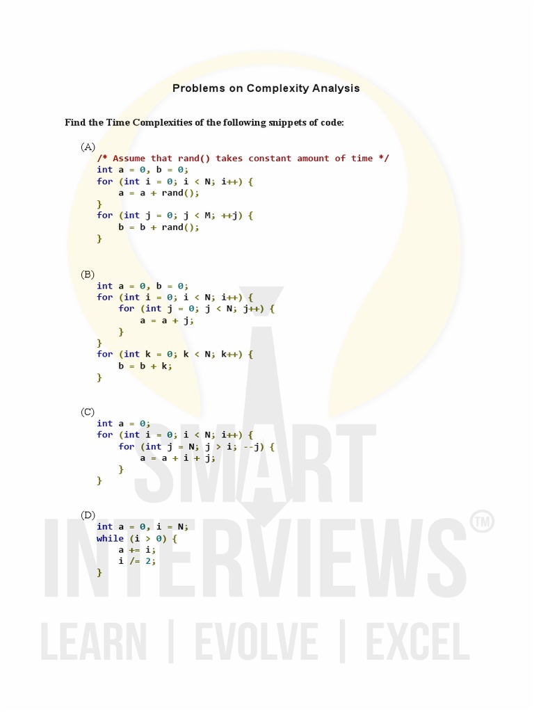 Complexity Analysis Problem Set | PDF