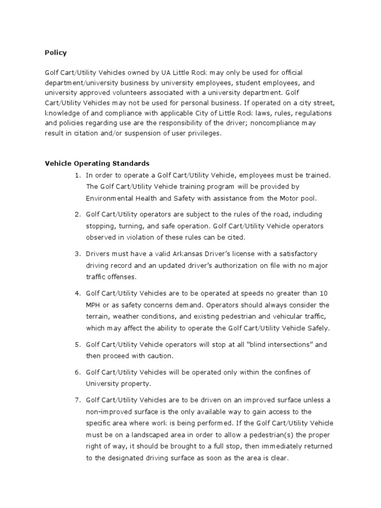 Use of Golf Cart Policy PDF