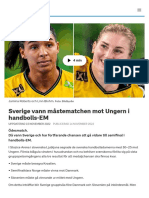 Sverige Vann Måstematchen Mot Ungern I handbolls-EM - SVT Sport