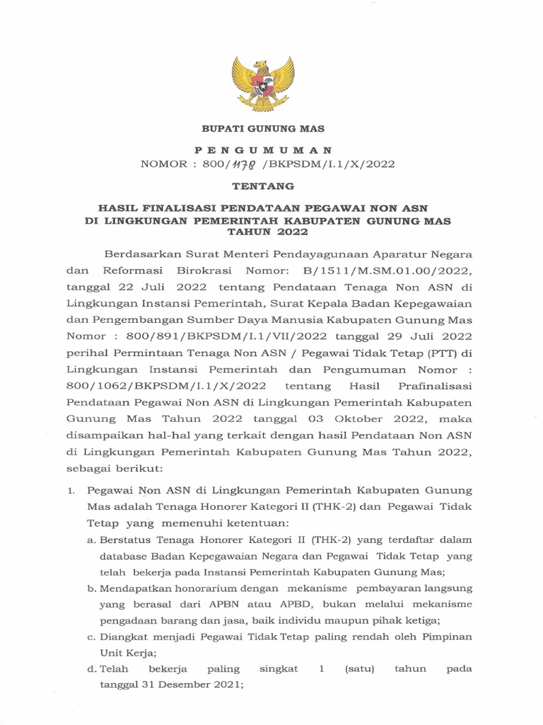 Pengumuman Final Pendataan Non Asn PDF