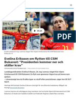 Evelina Eriksson Om Flytten Till CSM Bukarest: "Presidenten Kommer Ner Och Ställer Krav" - SVT Sport