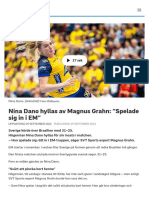 Nina Dano Hyllas Av Magnus Grahn: "Spelade Sig in I EM" - SVT Sport