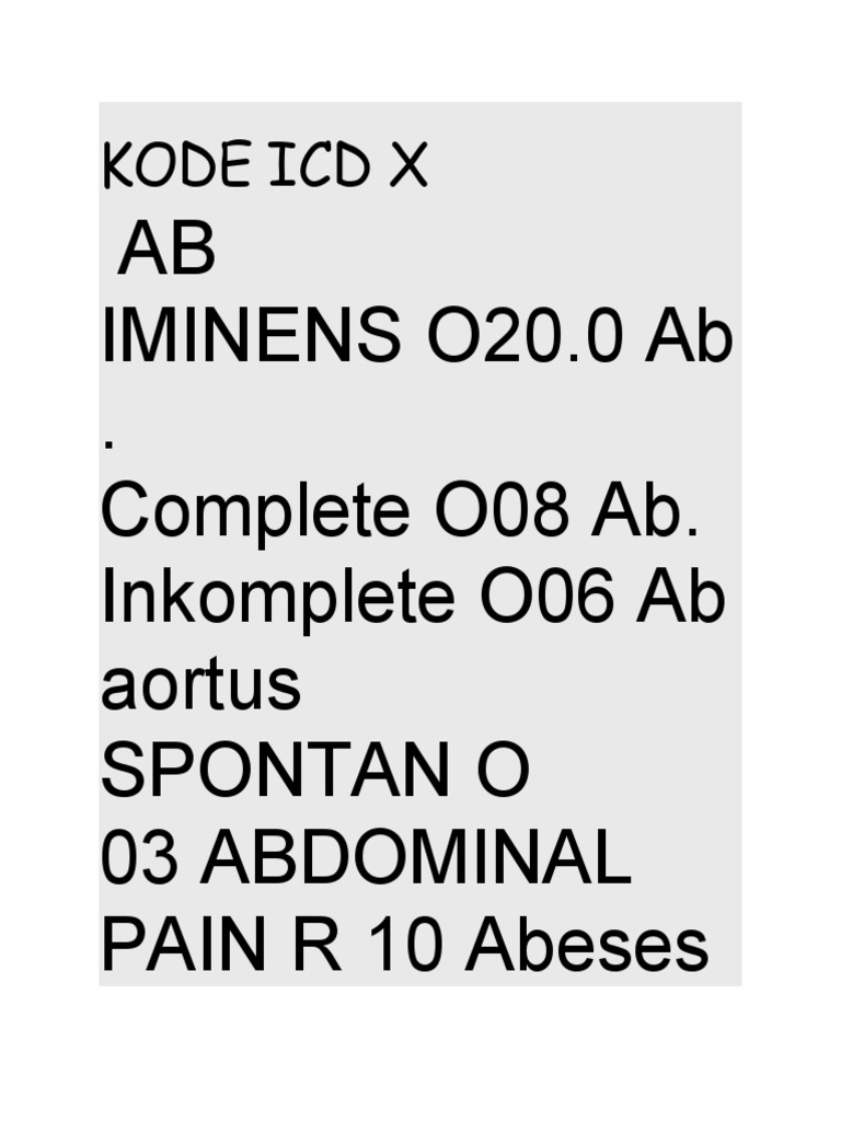 Kode Icd X | PDF