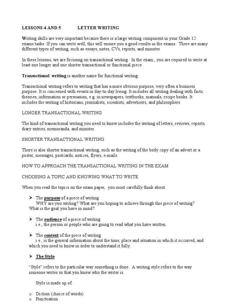 Lesson 4 and 5 Transactional Writing Letters Test (Assessment) Advertising