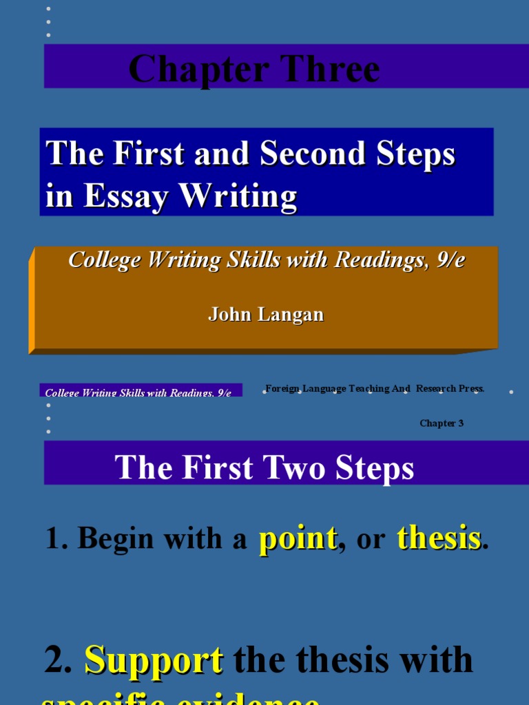the first and second steps in essay writing