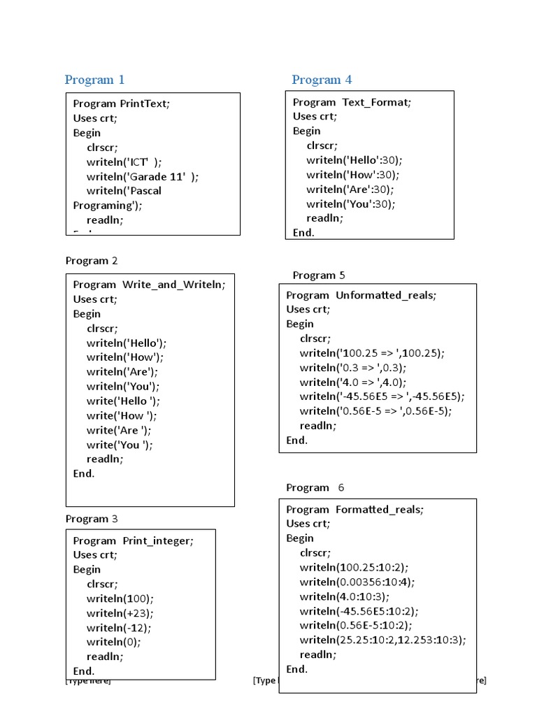 Pascal Programs Notes Pdf Sequence Numbers