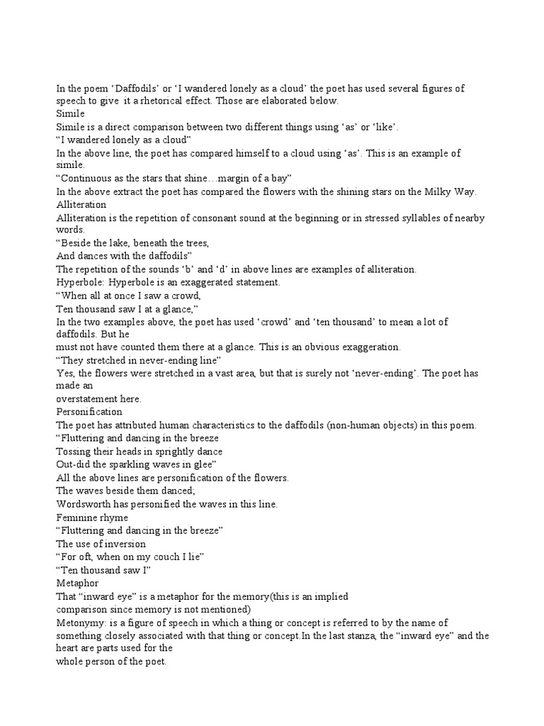 Second Analysis of Daffodils PDF Poetry Poetics