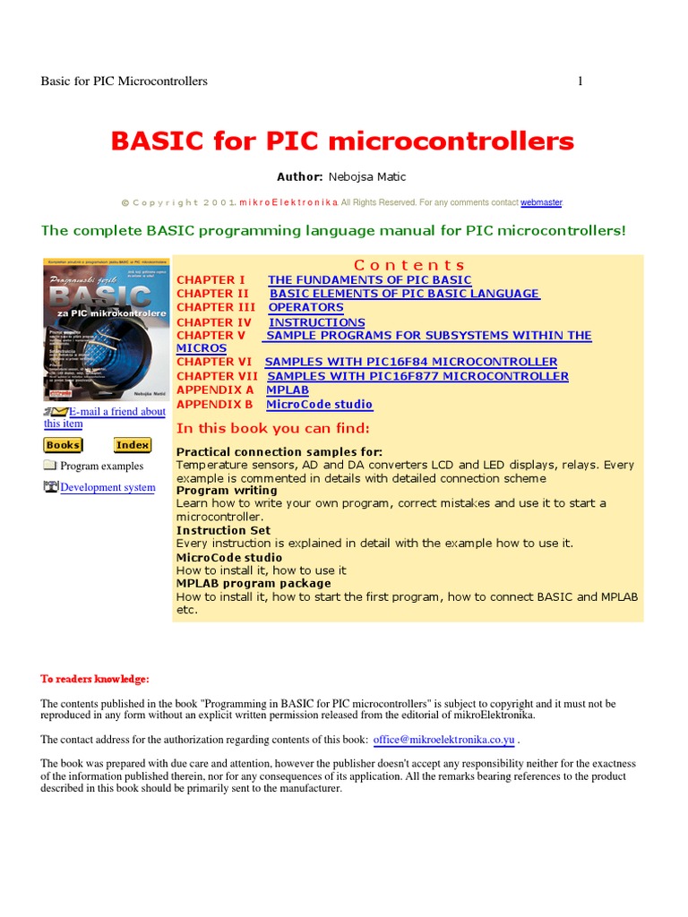 Basic For PICMicrocontrollers | PDF | Microcontroller | Computer Program