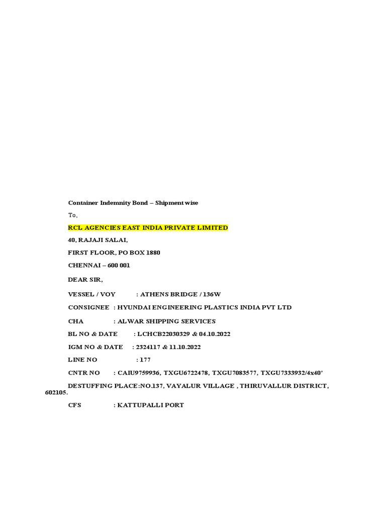 RCL Bond Format NEW | PDF | Indemnity | Justice