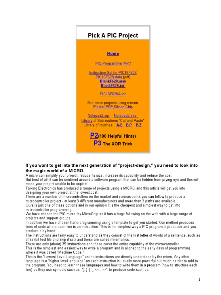 Pick A PIC Project | PDF | Computer Program | Programming