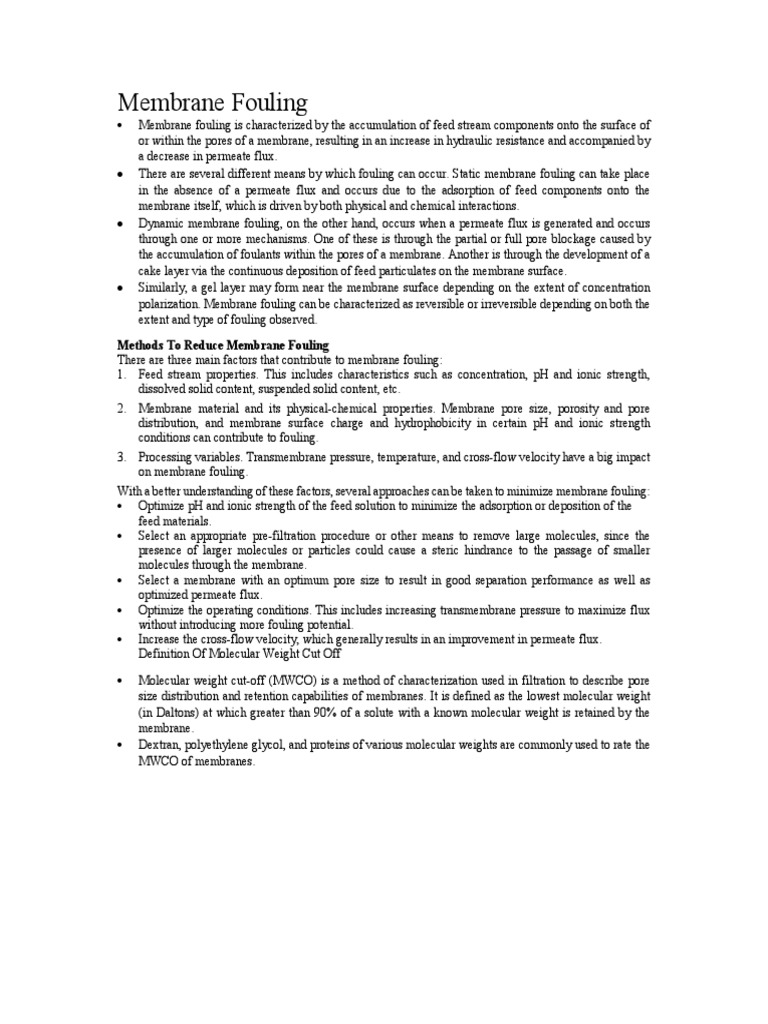 Image Result For A Comprehensive Review On Membrane Fouling Mathematical