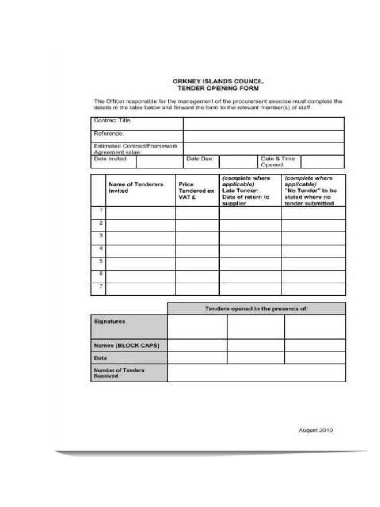 Tender Opening Form | PDF