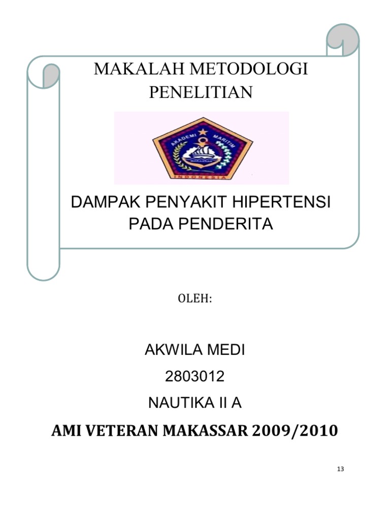 MAKALAH METODOLOGI PENELITIAN