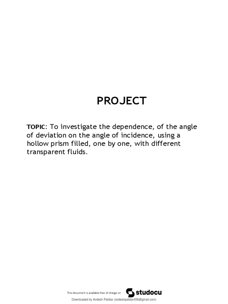 Angle of Deviation in Prisms Experiment | PDF