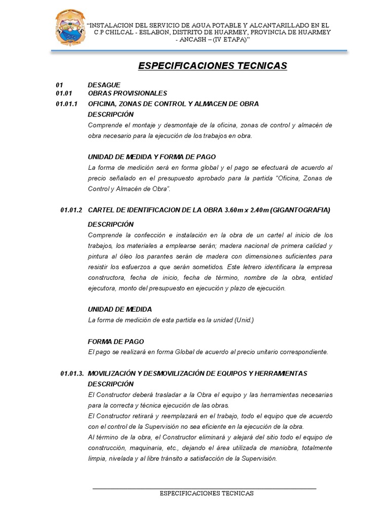 Especif.-Tecnicas-Chilcal (Iii Etapa) | PDF