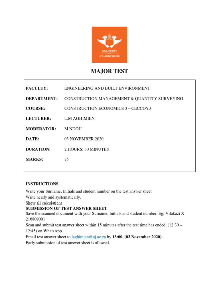02 Major Test - 03 November 2020 | PDF