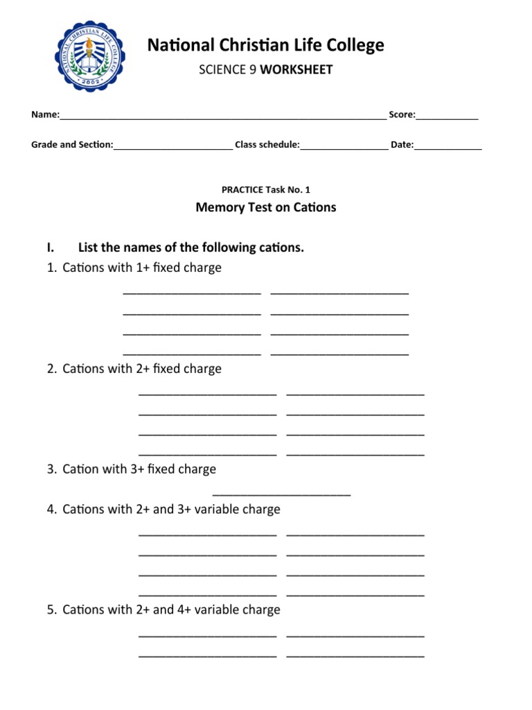 Lesson 1 Worksheet | PDF