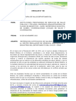 Circular 148 Reiteracion Notificacion de Salidas Extramurales Al Centro Regulador de Urgencia, Emergencias y Desastres Del Departamento Del Choco - Crue