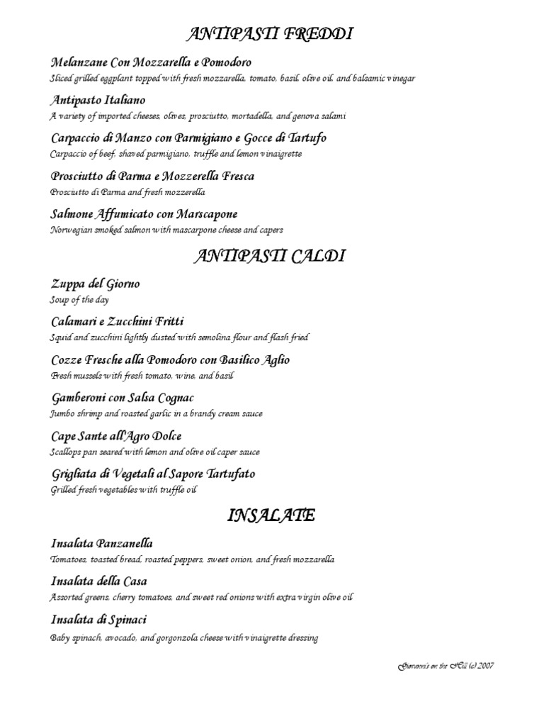 Main Menu PDF Pasta Pesto