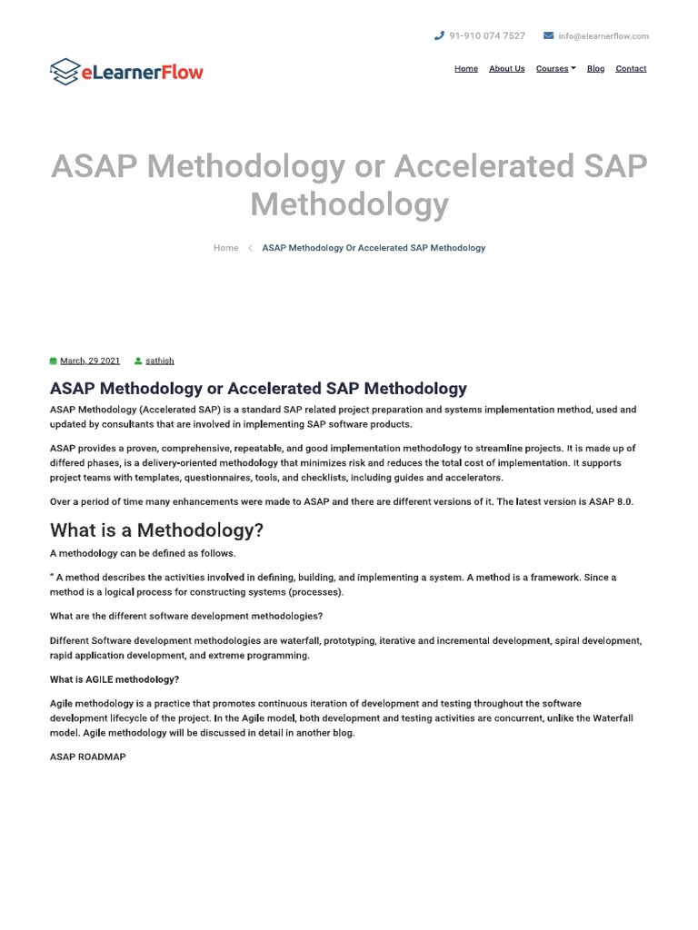 ASAP Methodology or Accelerated SAP Methodology | PDF
