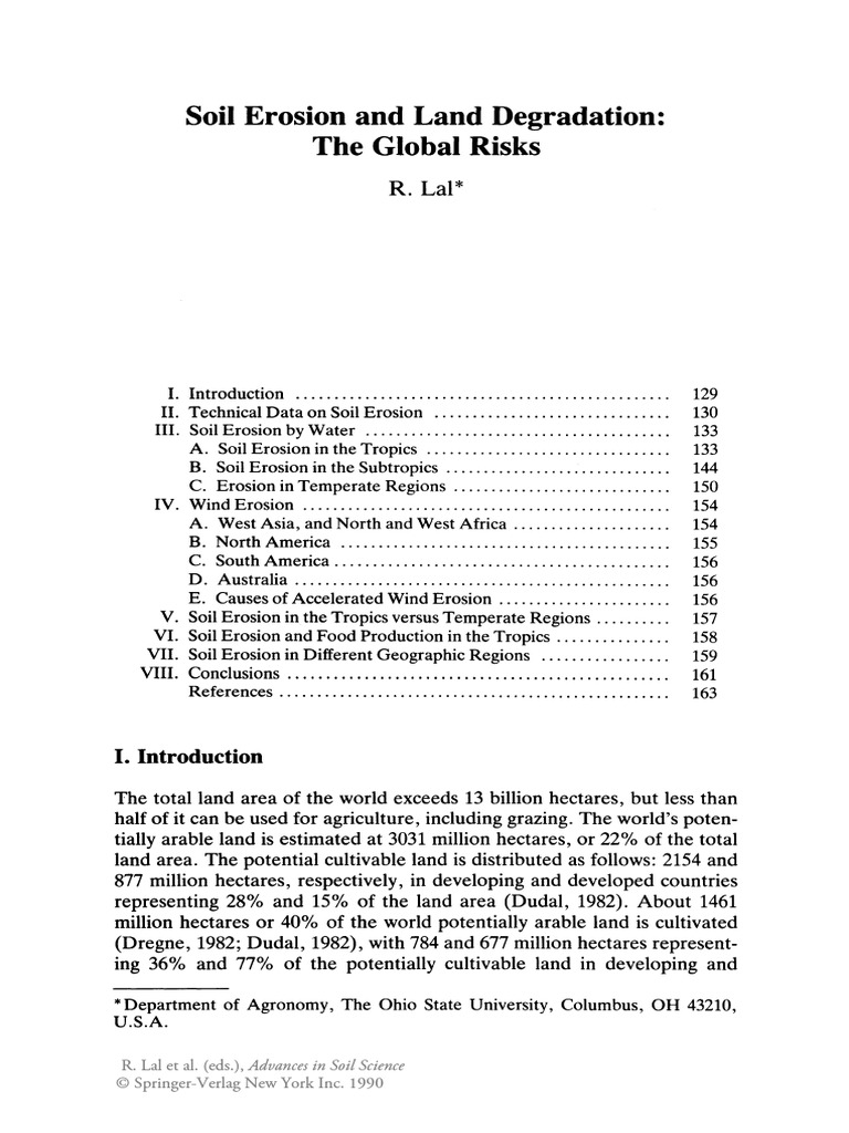 Soil Erosion and Land Degradation The Gl-73543454 | PDF
