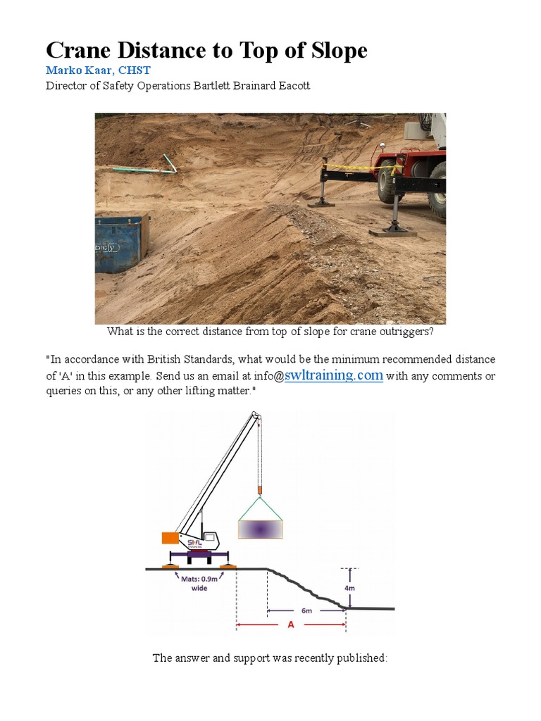 Crane Distance from Slope Guidelines | PDF