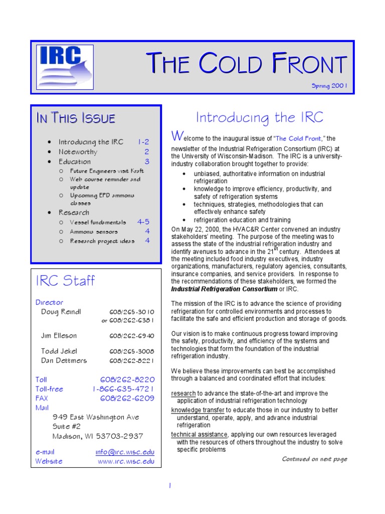 Industrial Refrigeration Consortium Launch | PDF | Refrigeration | Drop ...
