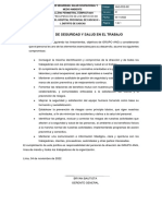 Política de Seguridad y Salud en El Trabajo