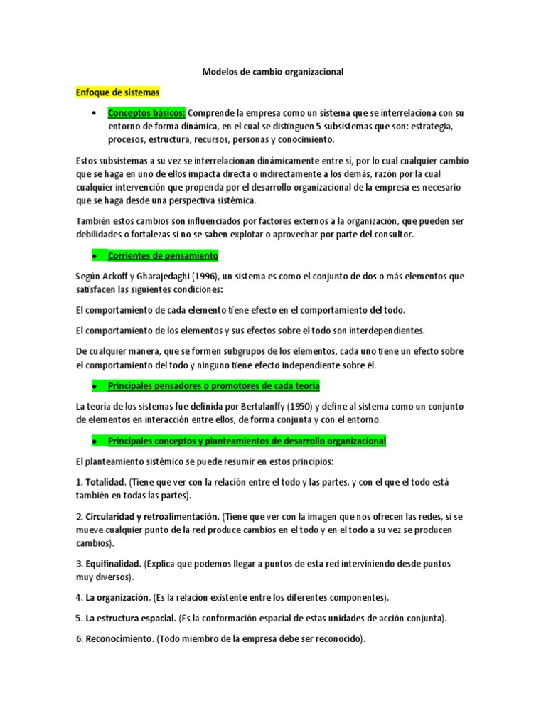 Modelos de Cambio Organizacional | PDF | Sicología | Business
