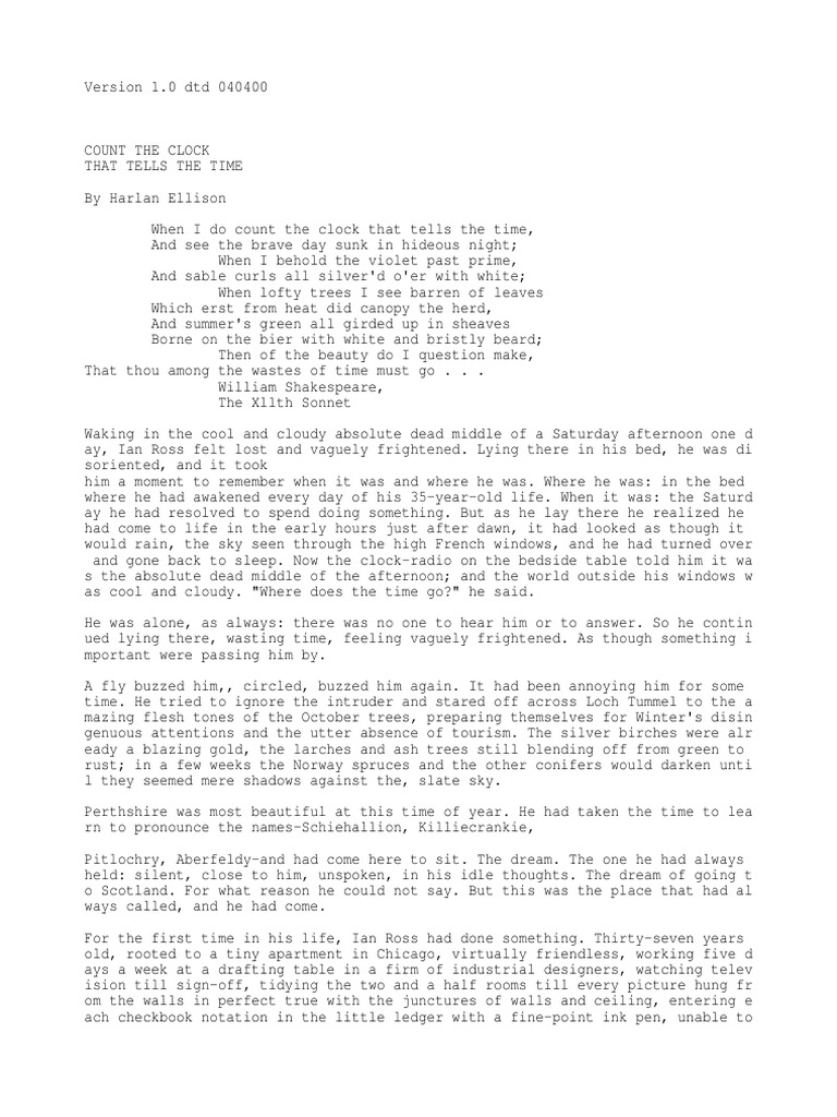 Harlan Ellison Count The Clock That Tells The Time PDF