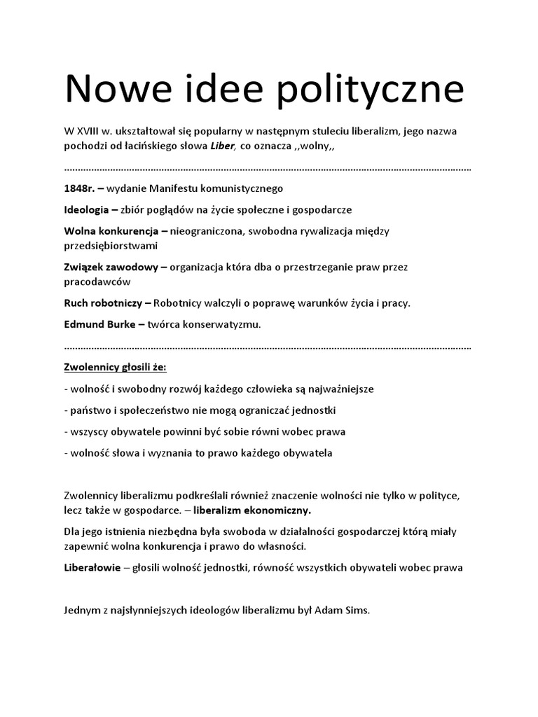 Nowe Idee Polityczne Klasa 7 Nowe Idee Polityczne | PDF