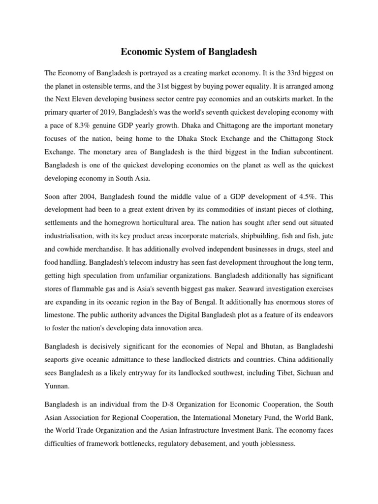 Economic System of Bangladesh Siam Ahmed PDF