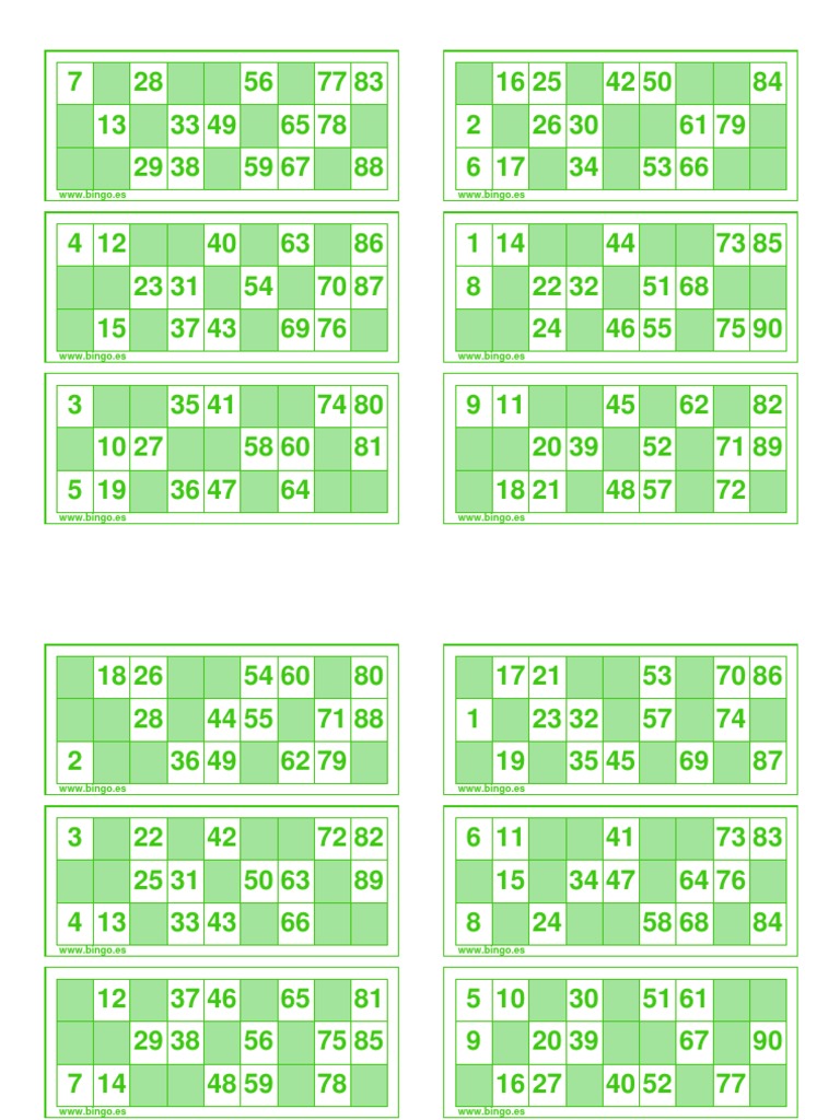 Cartones-Bingo-90-Bolas (333 | PDF