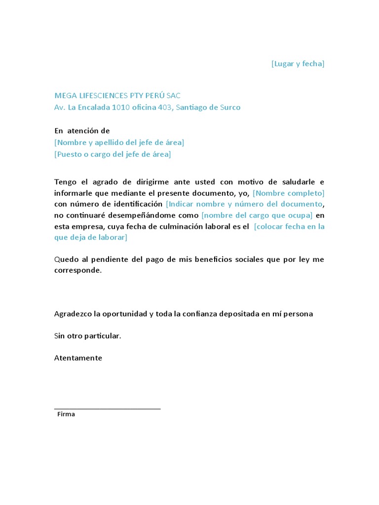 Carta de Renuncia Trabajadores | PDF