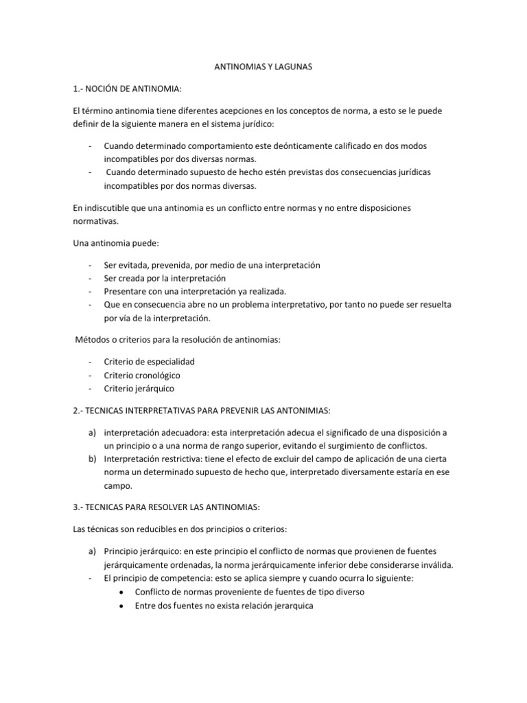 Antinomias Y Lagunas