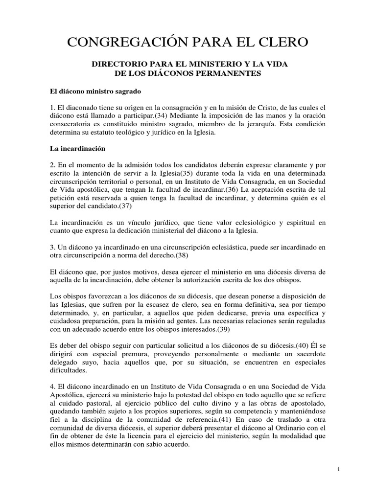 Directorio para el ministerio y la vida de los diaconos permanentes