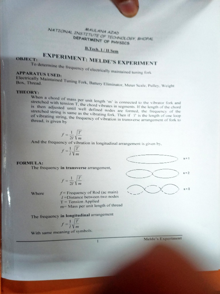 Melde's Experiment: Frequency Analysis | PDF | Science & Mathematics