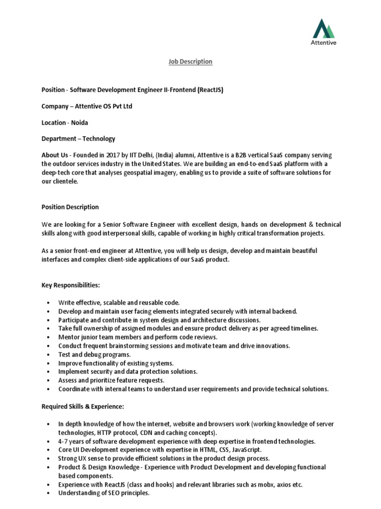 Frontend Engineer Job in Noida | PDF | Computers