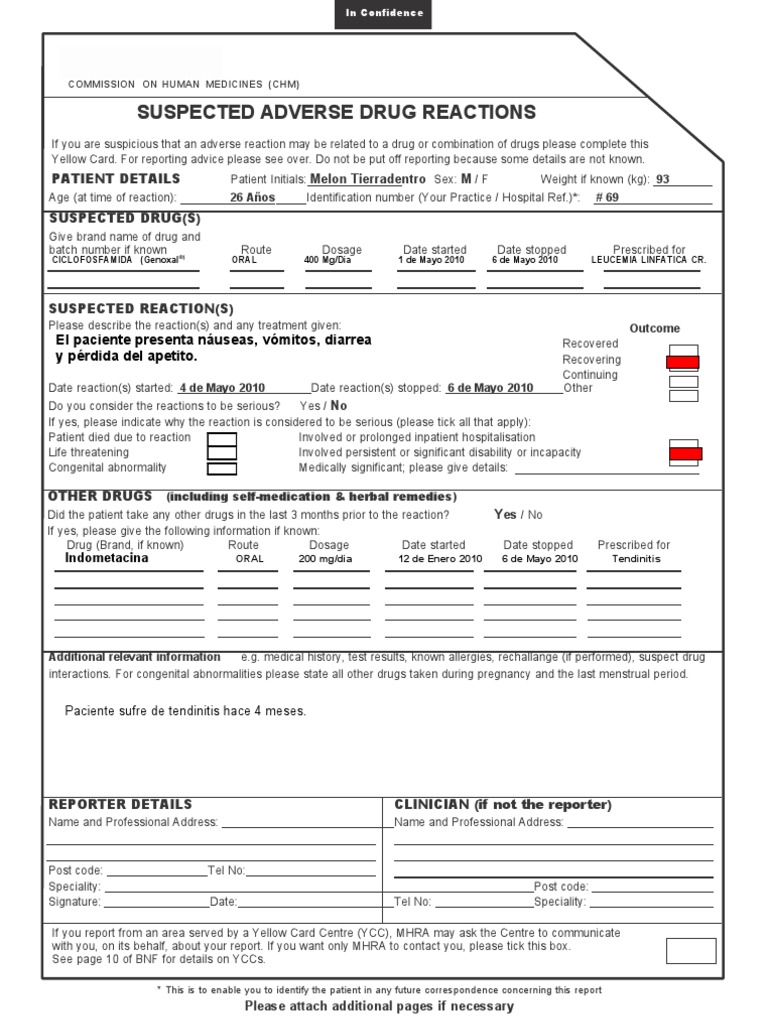Yellow Card 20 Medic PDF Adverse Effect Pharmaceutical Drug