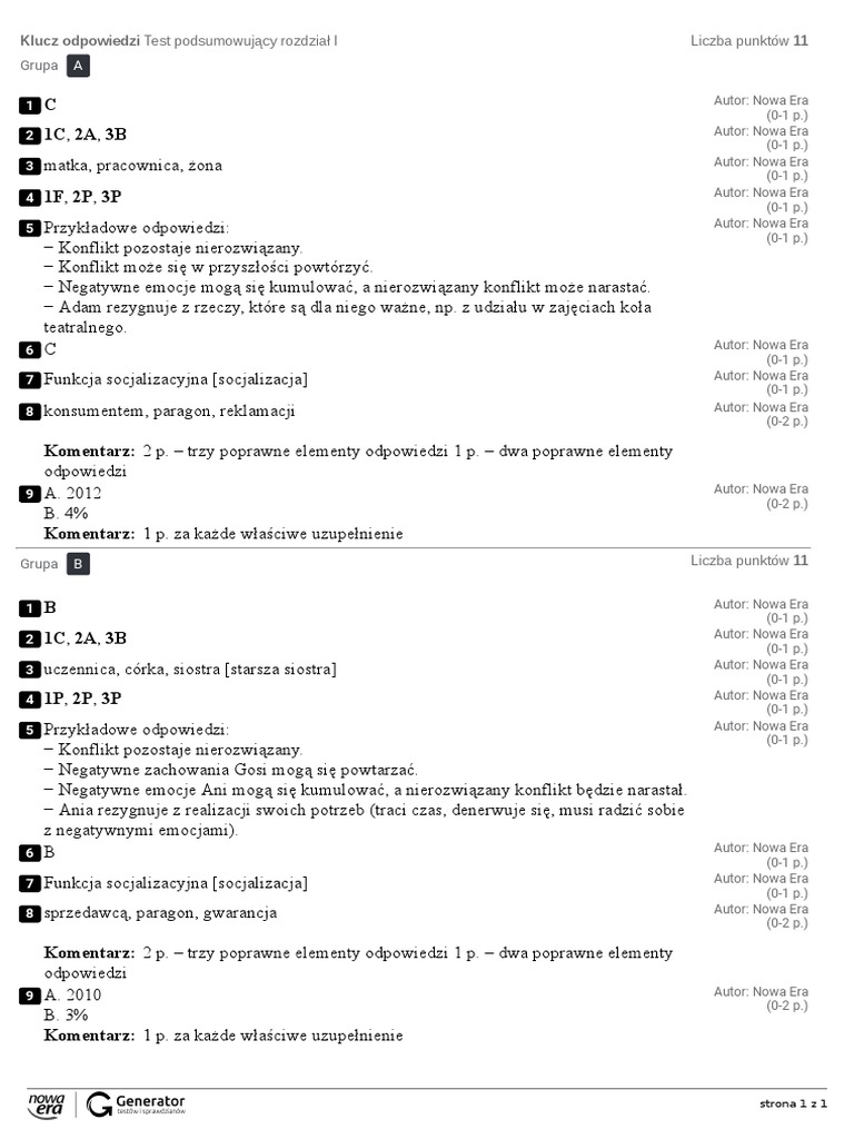 2 Wojna światowa Test Podsumowujący Rozdział 1 Odpowiedzi Test Podsumowujący Rozdział I Klucz Odpowiedzi | PDF