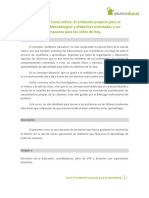 Programa de Curso Online: El Ambiente Propicio para El Aprendizaje. Metodologías y Didácticas Orientadas A Ser Respuesta para Los Niños de Hoy