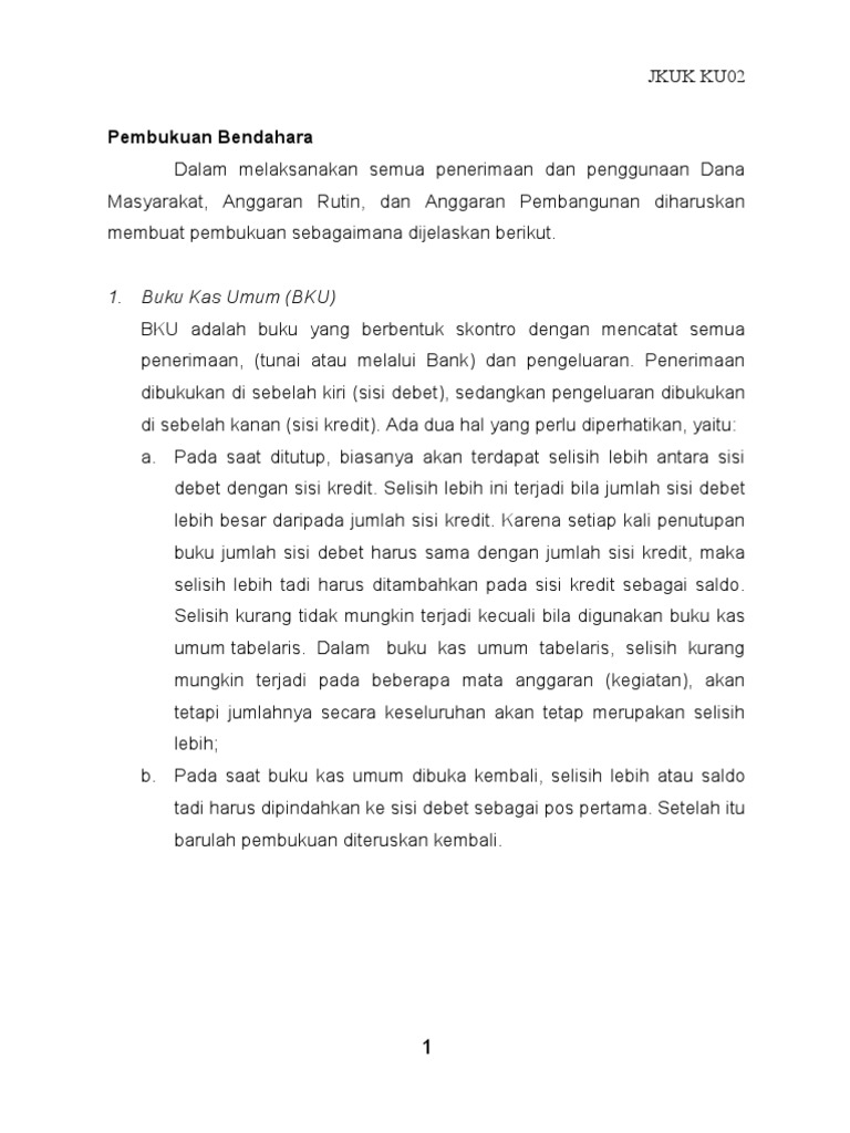Contoh Pembukuan Bendahara
