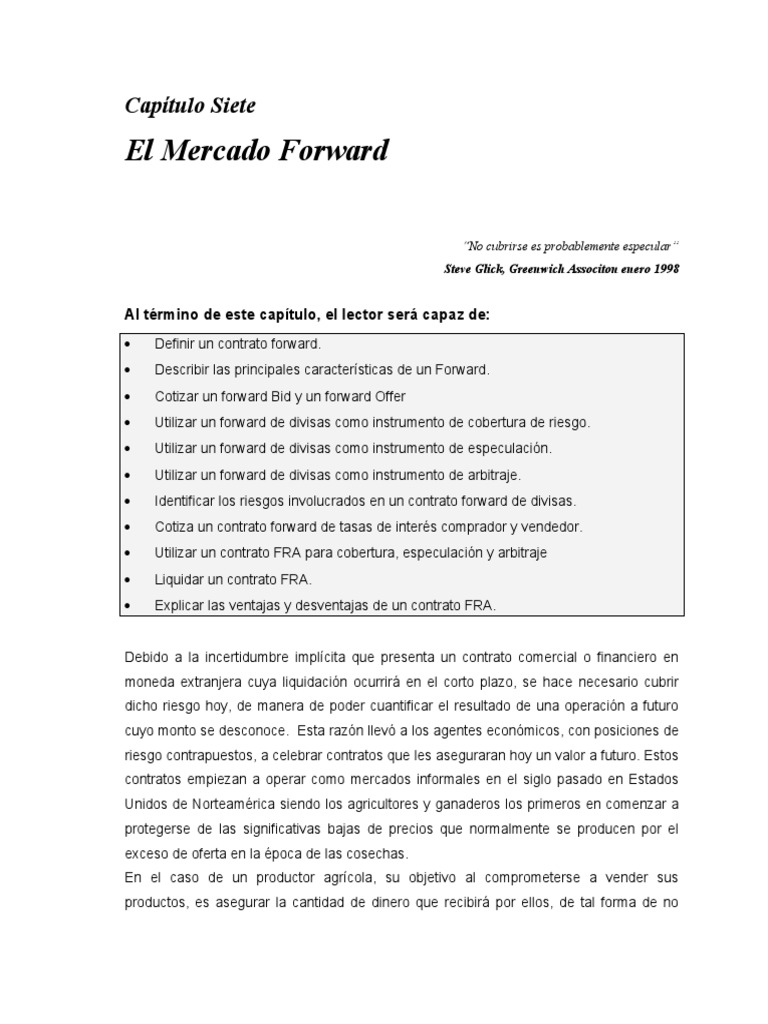 Contratos Forward: Definición y Usos | PDF | Tipo de cambio | Bancos