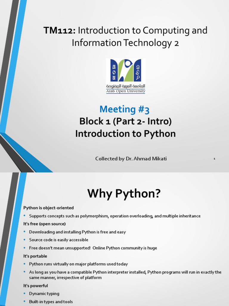 Meeting3-Block 1-Part 2-Introduction To Python | PDF | Control Flow ...