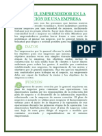 Papel Del Emprendedor en La Creación de Una Empresa