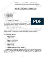 Les Types de Textes Ou Les Formes Des Discours: Module / FRANÇAIS