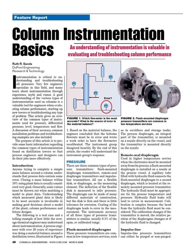 Column Instrumentation Overview | PDF | Flow Measurement | Vortices