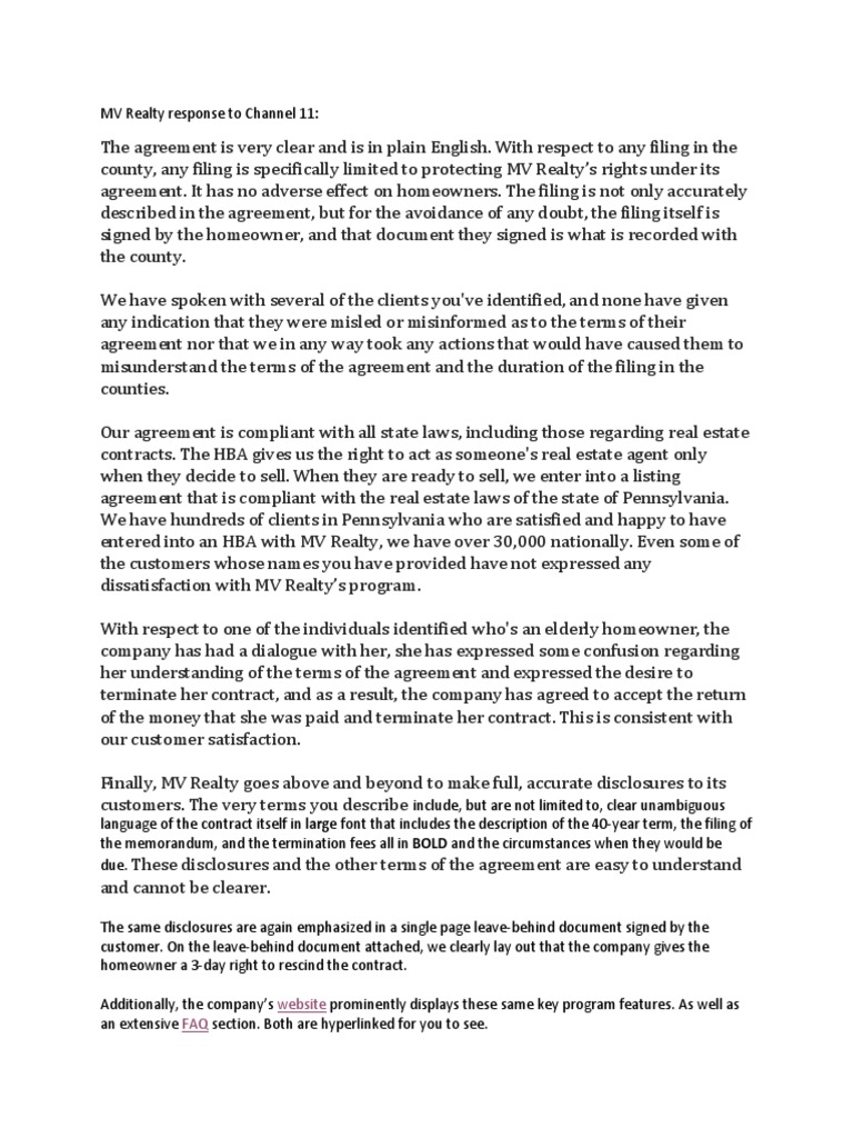 MV Realty Response To Channel 11 PDF